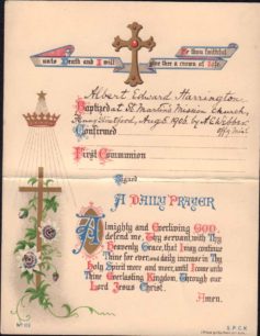 Albert Harrington Baptism Prayer Card