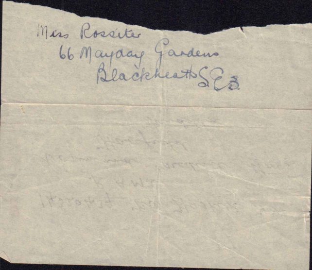 Address for Miss Rossiter