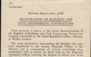 Ministry of Works letter, 1947