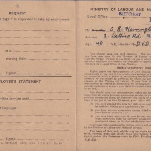 Ministry of Labour Card, 1945