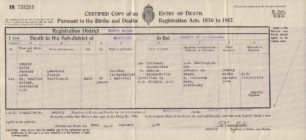 Lawrence Harrington Death Certificate, 1954