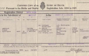 Lawrence Harrington Death Certificate, 1954