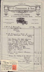 Invoice for Clara Harrington's Funeral, 1950