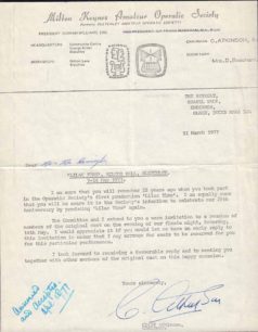 1977 Letter from Operatic Society