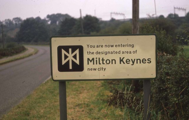 Sign for the designated area of Milton Keynes New City