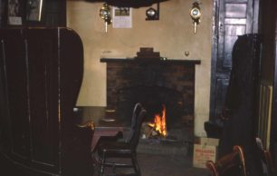Fireplace and furniture at the Old Swan