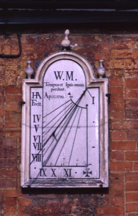 Wooden sundial dated April 17 1739