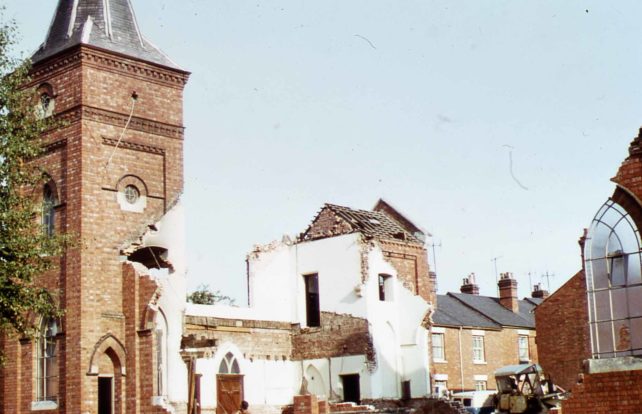 The Congregational Church, during demolition