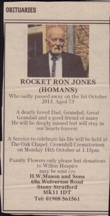 Obituary for Rocket Ron Jones
