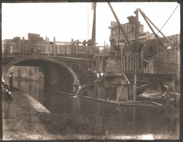 Canal bridge under construction, Fenny Stratford