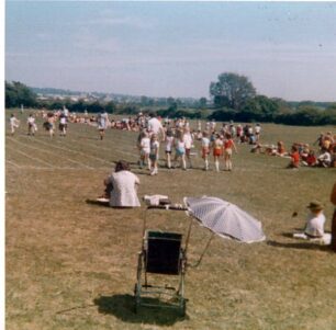 Sports Day, relay race lining up - 1975