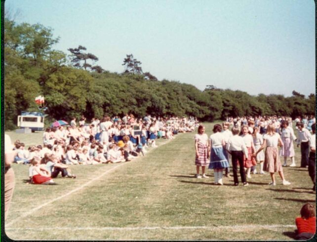 Country Dancing, Middle School, dancers and spectators  - 1980