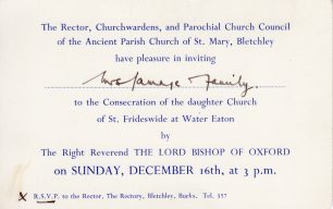 Invitation to Consecration of St Frideswide