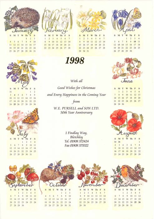 1988 Calendar from Pursell and Son