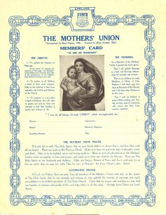 Mothers' Union Membership Card