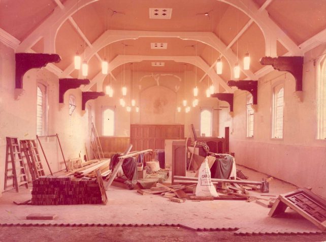 Church interior under renovation