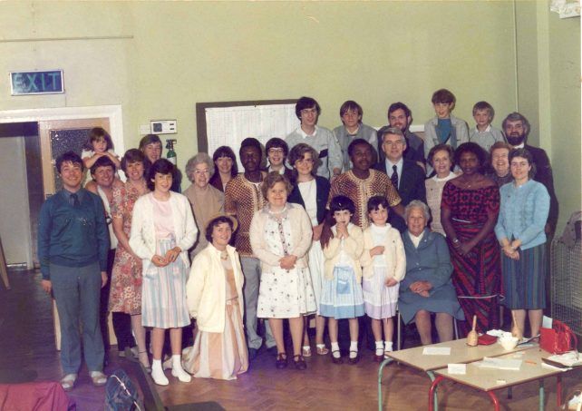 28 adults and children in the hall