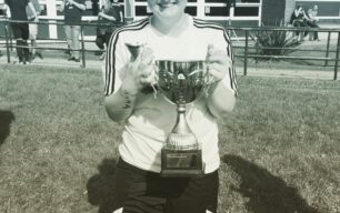 Bianca with a team trophy