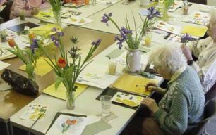 Flower painting - class at work