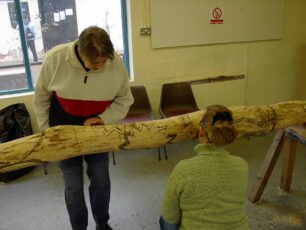 Totem pole - the pole marked ready for working