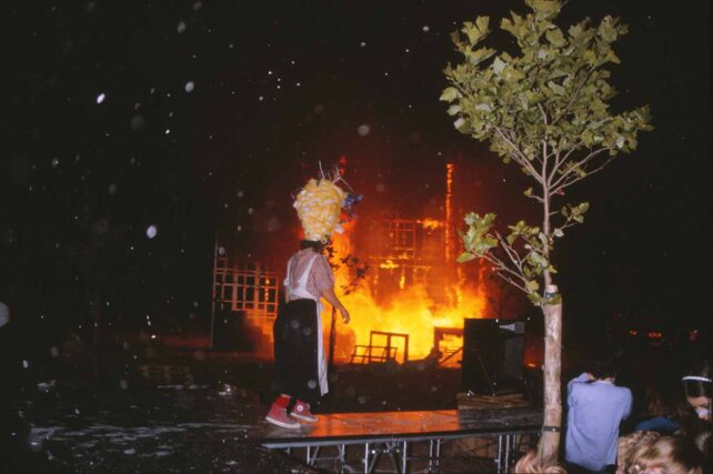 The Beast's castle in flames