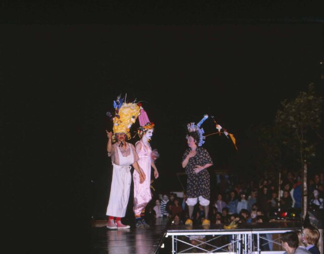 Three of the performers and the audience