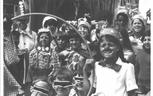 Children in costumes on parade