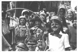 Children in costumes on parade