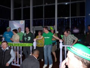 Party-goers dancing on the stage