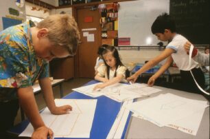 The children work on designing a spaceship for Zerena’s journey home