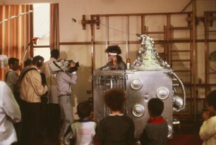 Zerena is filmed by Anglia TV in front of her spaceship