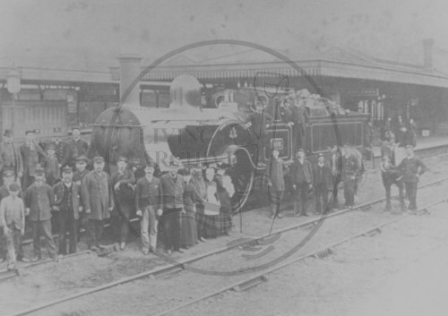 Steam locomotive 'Waverley' at Bletchley Railway Station -  c1904