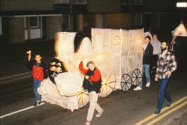 Locomotive lantern on street parade