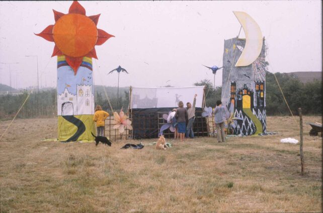 The sun and moon towers and the screen