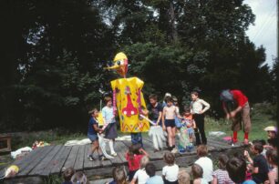 Children displaying a big costume