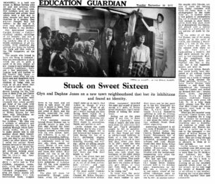 Newspaper cutting about the Sweet Sixteen project