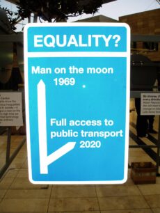 Blue sign about Equality