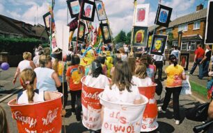 Children dressed as Campbells Soup tins