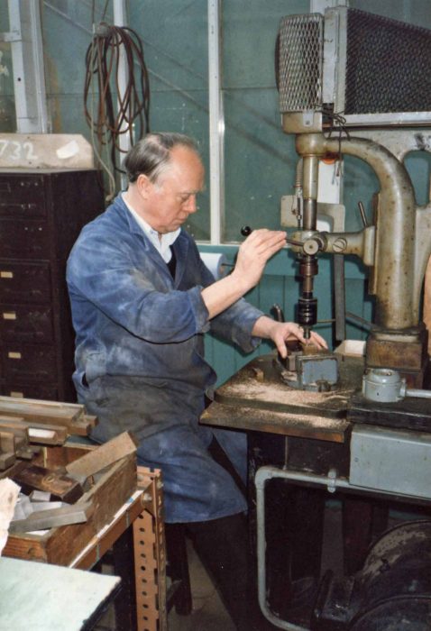 Machinist Jimmy Watson at work in the Brass Shop
