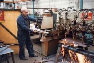 Bert Humphries at an oxy-cutting machine