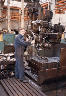Machinist Cliff Stilgoe using the Radial Drill machine