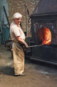 Blacksmith Fred Langley at the Furnace