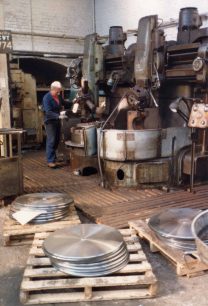 Paul Hitchin operating Vertical Boring machine