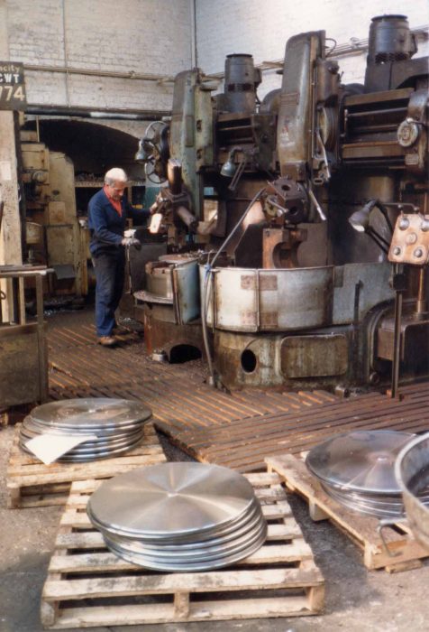 Paul Hitchin operating Vertical Boring machine