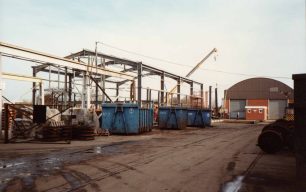 Steel framework being erected for the Special Vehicle building