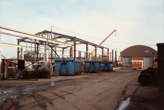 Steel framework being erected for the Special Vehicle building
