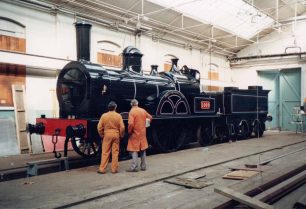 Replica Bloomer steam loco as once built at Wolverton