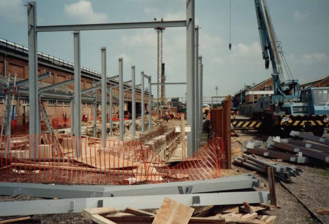 Steelwork erected for the Carriage Washing Shed