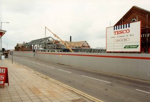 Roof timbers for Tesco and steelwork for the Community Centre erected