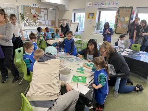50th Anniversary Banner Making Workshop with Emi Fujisawa at Willows School, April 21st, 2023